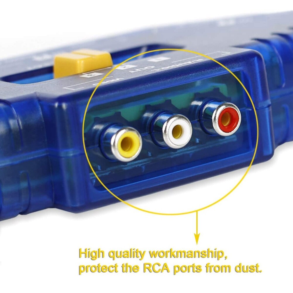 AV Switch Box 3 Way Outlets Converter and RCA Cord Video Audio AV Switcher Selector AV-33