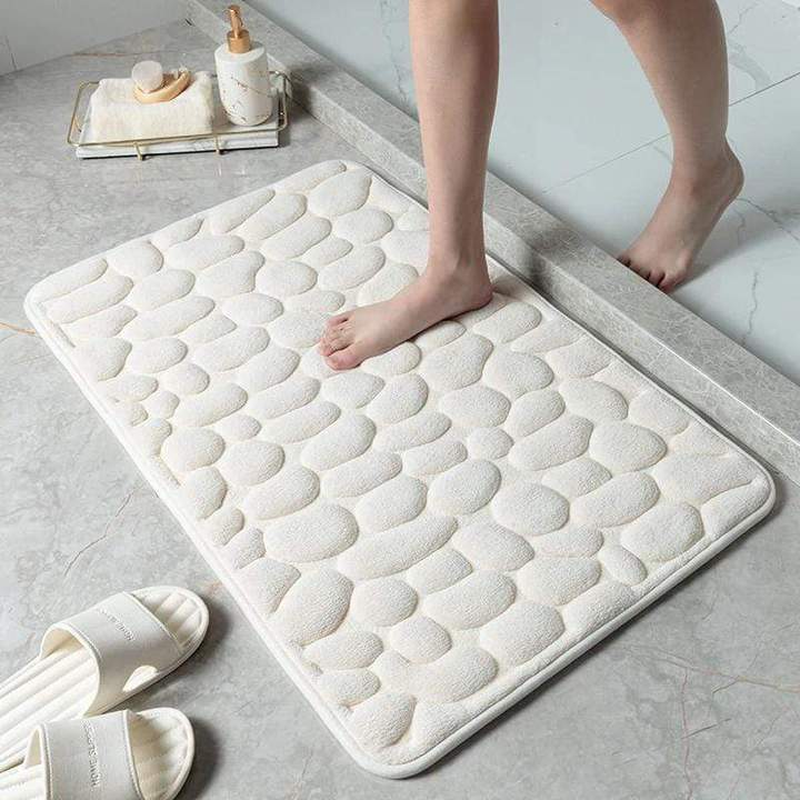 Bathroom Mats Super Absorbent Bath Mat Carpet Non-slip Floor Mat Comfortable and Resilient Modern Simple Door Decor Washable Rug: White / 500MMx800MM