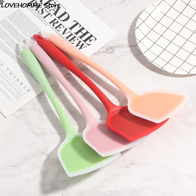 Espátula de silicona para cocina, espátula antiadherente para carne, carne, huevo, pala ancha para Pizza, utensilios de cocina para el hogar, 4 colores