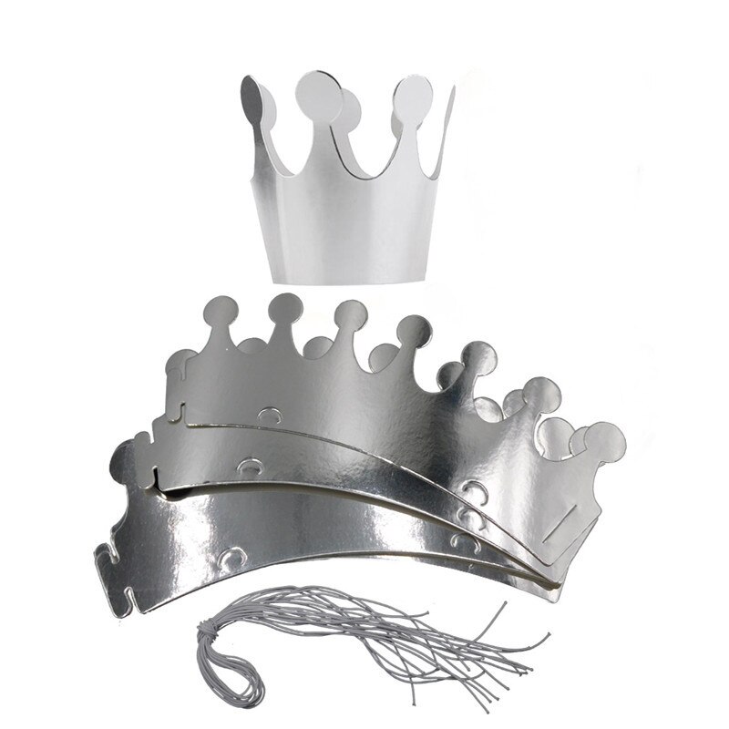Chapéu de papel de aniversário infantil, chapéus de papel de feliz aniversário das crianças, chapéus de princesa, coroa, materiais de decoração de festa festa festa festa lembranças, com 10 peças: 10pcs silver