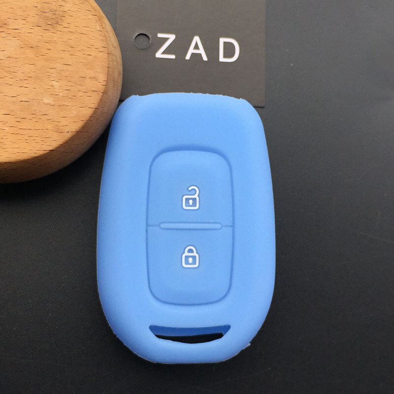 ZAD Silicone rubber car key cover case shell set for Renault Duster dacia scenic master megane 2 button remote key cover: light blue