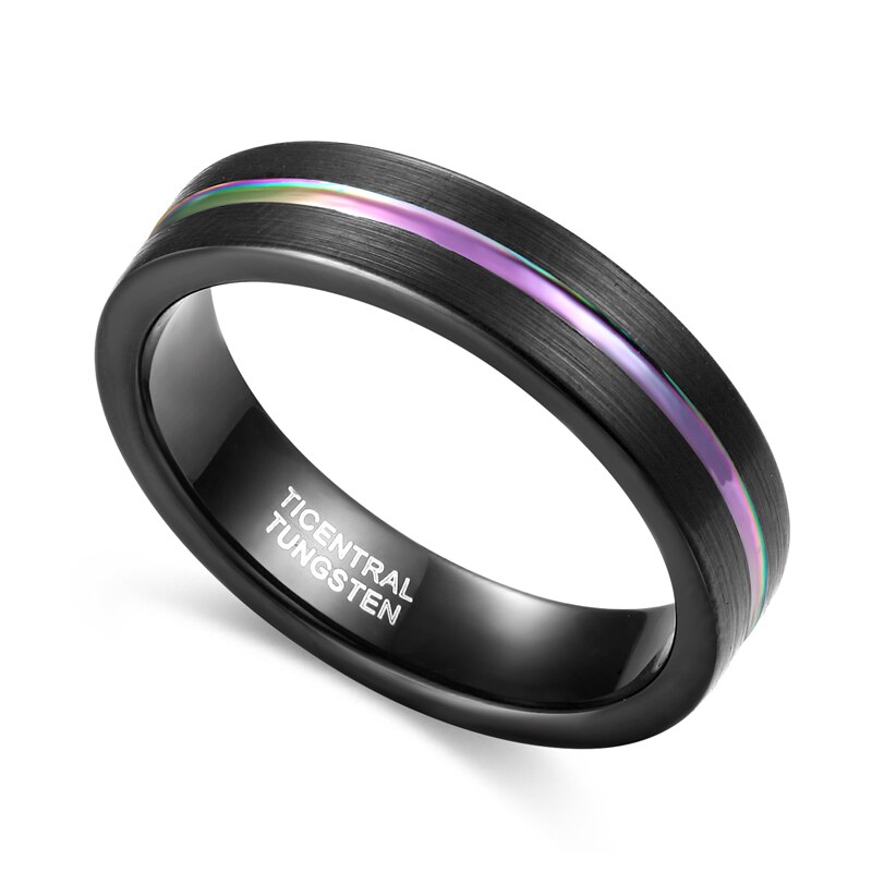 Somen 5Mm Regenboog Tungsten Basic Ring Voor Mannen Vrouwen Klassieke Mannelijke Wedding Band Multi Kleur Minimalistische Broederlijke Ringen Voor lgbt: 4