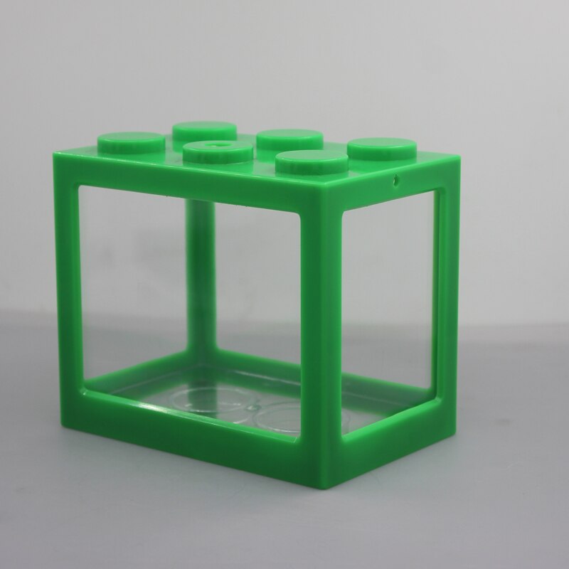 Mini hydroponic seaweed ball box micro cylinder glass flower box pet stack block fish tank plastic reptile cage: Green