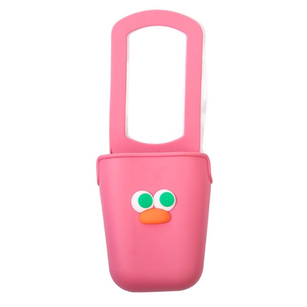 Simpatici portabicchieri in silicone di grande capacità portatile passeggino portabicchieri borsa portaoggetti per bottiglie sacchetti per bottiglie d'acqua con faccia di cartone animato: BIANCO