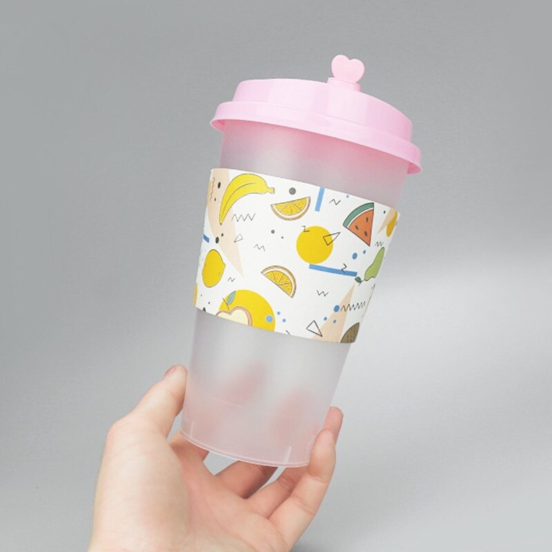 50 Stuks Isolatie Kraftpapier Plastic Cup Of Papier Cup Sets Dikker Wit Karton Creatieve Drinken Cup Mouwen