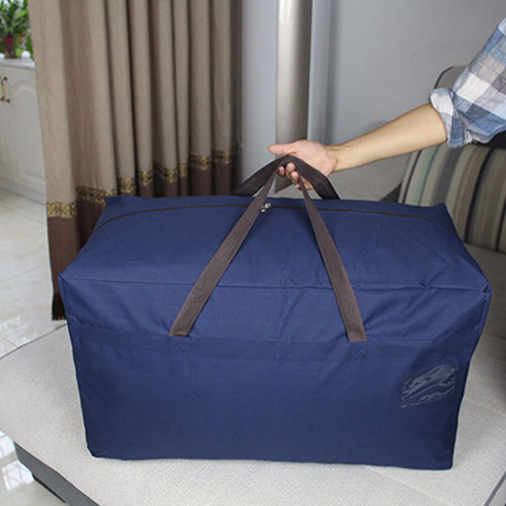 Unisexe imperméable à l'eau doux épaissir voyage grande capacité couette avec poignée fermeture éclair bagages Oxford tissu sac de rangement organisateur: Bleu
