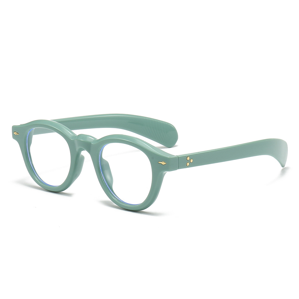 JNPCXI Anti-Blu-Ray Runde Frauen Gläser Rahmen Retro Sonnenbrille Nieten Dekoration Optische Männer Orange Brillen Rahmen: WHITE