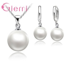 3 farvemuligheder hvid / sort / lyserød perle smykker sæt luksus 925 sterling sølv halskæde vedhæng øreringe sæt til kvinder