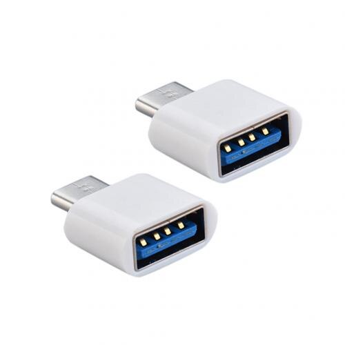 2PCS Universal Usb To Type C Adapter For Android Mobile Mini Type-C Jack Splitter smartphone USB C Connectors OTG Converter: White