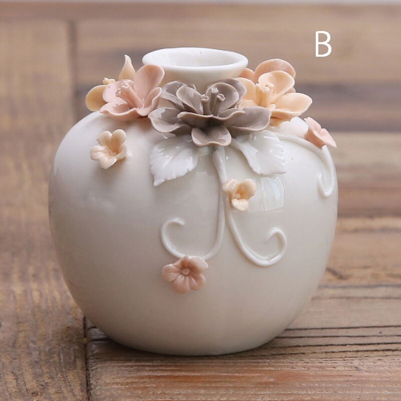 Handmade Art Collectibles Ceramic Flower Vases Small Porcelain Ornaments For Home Tabletop Kitchen Bathroom Vanity Decorations: Red