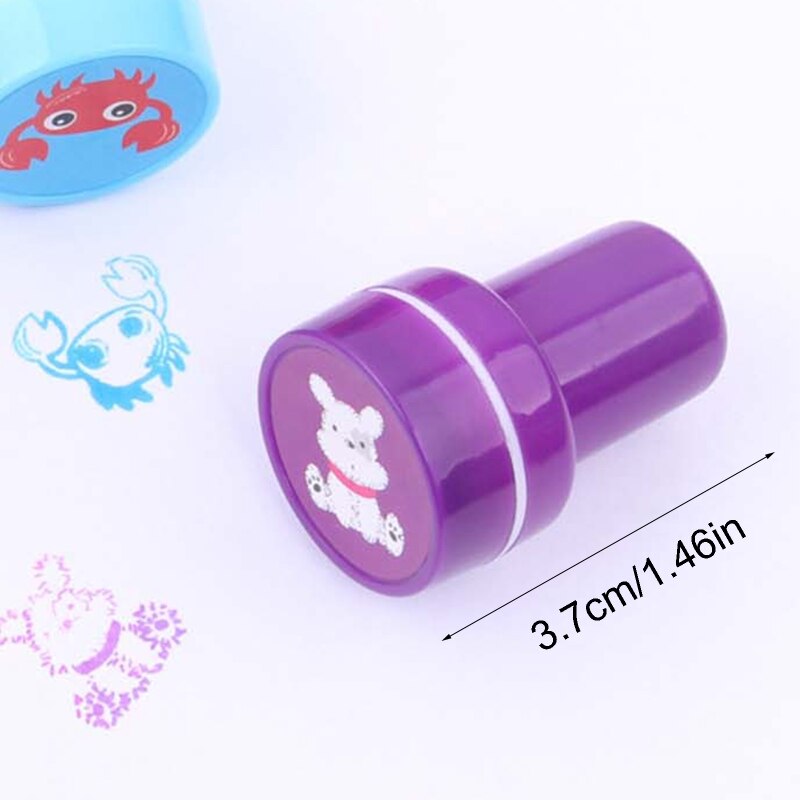 26Pcs Cartoon Various Round Stamp Seal Self Inking Scrapbooking Plate Ink Pad L9CD