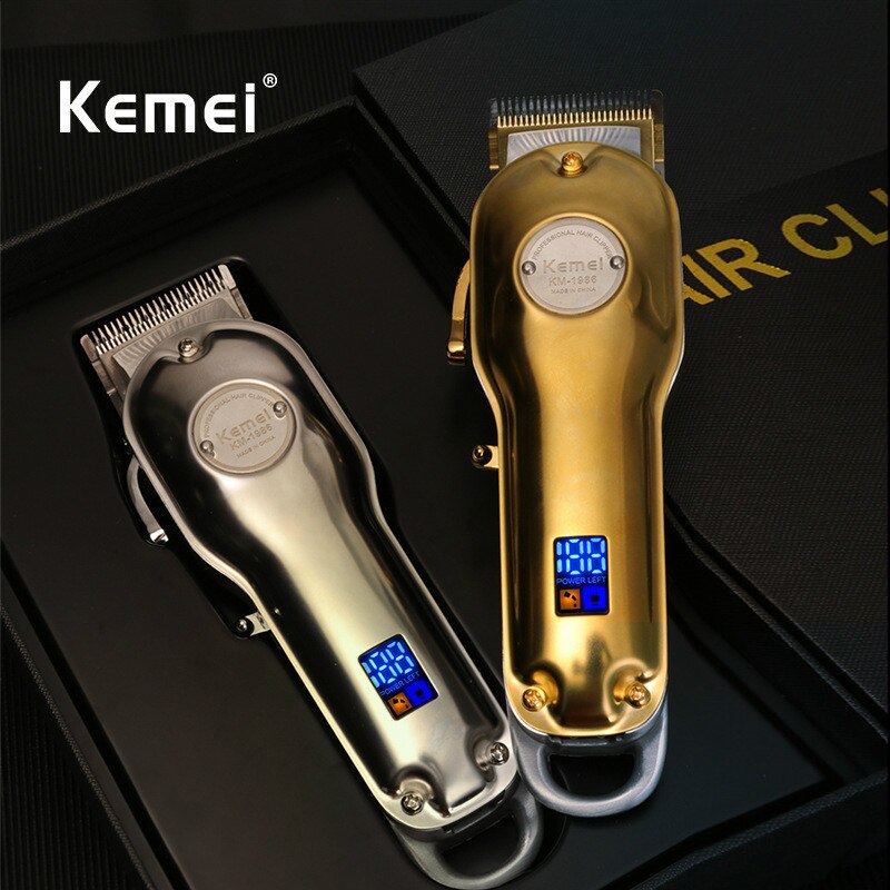 Kemei – tondeuse à cheveux professionnelle KM-1986, rasoir électrique sans fil, avec écran LCD, entièrement en métal