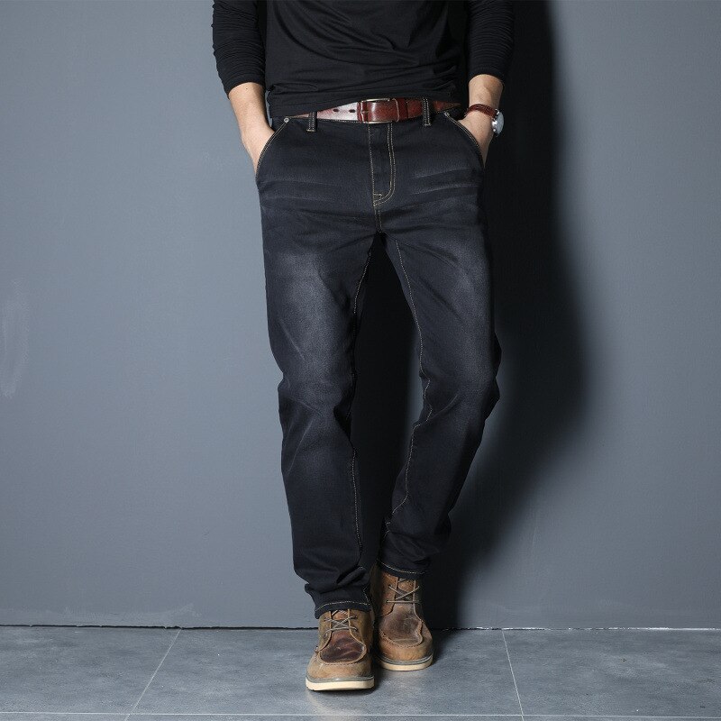 Stor størrelse 44 46 48 jeans herre stretch bomuld åndbar mandlige forår efterår denim lange bukser lette jeans arbejds fritidsbukser