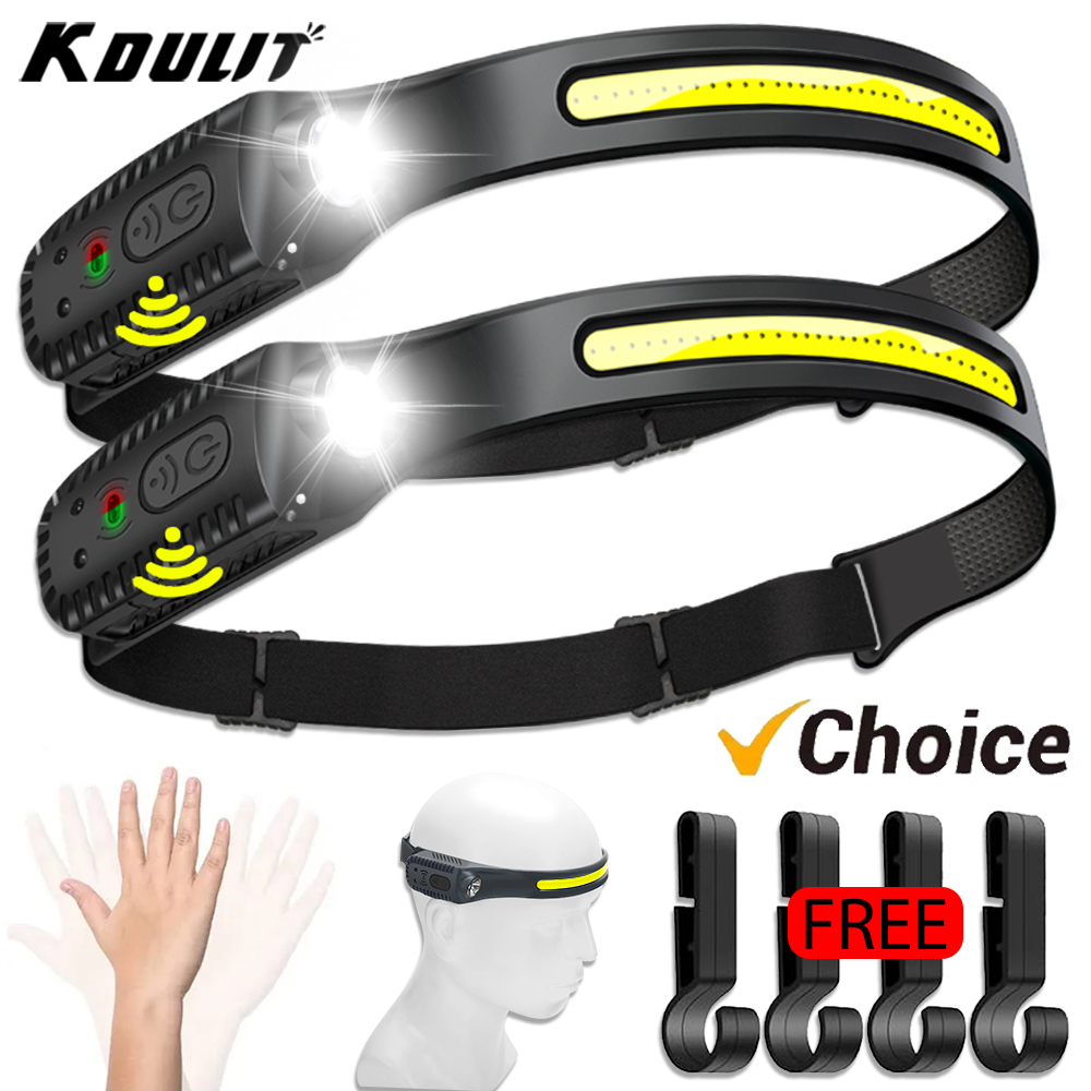 USB oplaadbare LED-sensorkoplamp XPE + COB-koplamp Led-hoofdlamp Camping zoeklicht Hoofdzaklamp voor vislantaarn