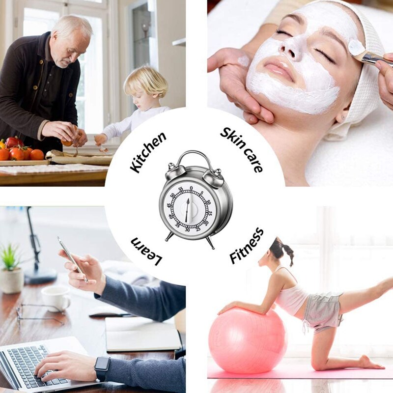 Mechanical Kitchen Timers - Stainless Steel Cooking Timer Kitchen Clock Countdown Timer with Loud Alarm