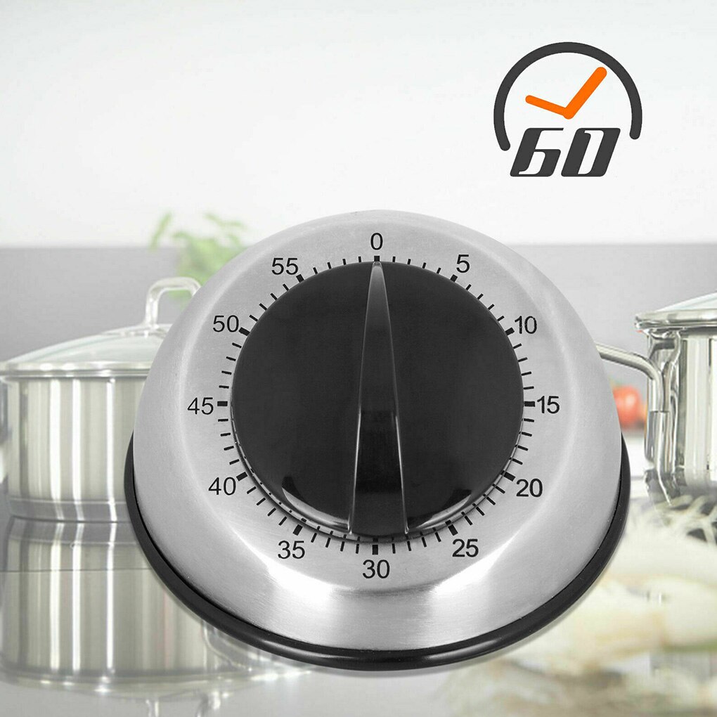 Cooking Wind Up Timer 60-Minute Kitchen Bell Alarm Clockwise Mechanical Countdown Timer Stainless Steel Kitchen Accessories