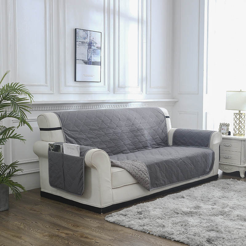 Gewatteerde bankhoes woonkamer waterdichte antislip bankhoes relaxfauteuil hoes opbergzak fauteuil meubelbeschermer 1/2/3- zits