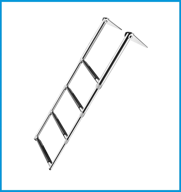 4 Steps Boat Stainless Steel 304 Telescoping Folding Ladder Deck Outboard Swim Platform Boat Marine Yacht Accessories