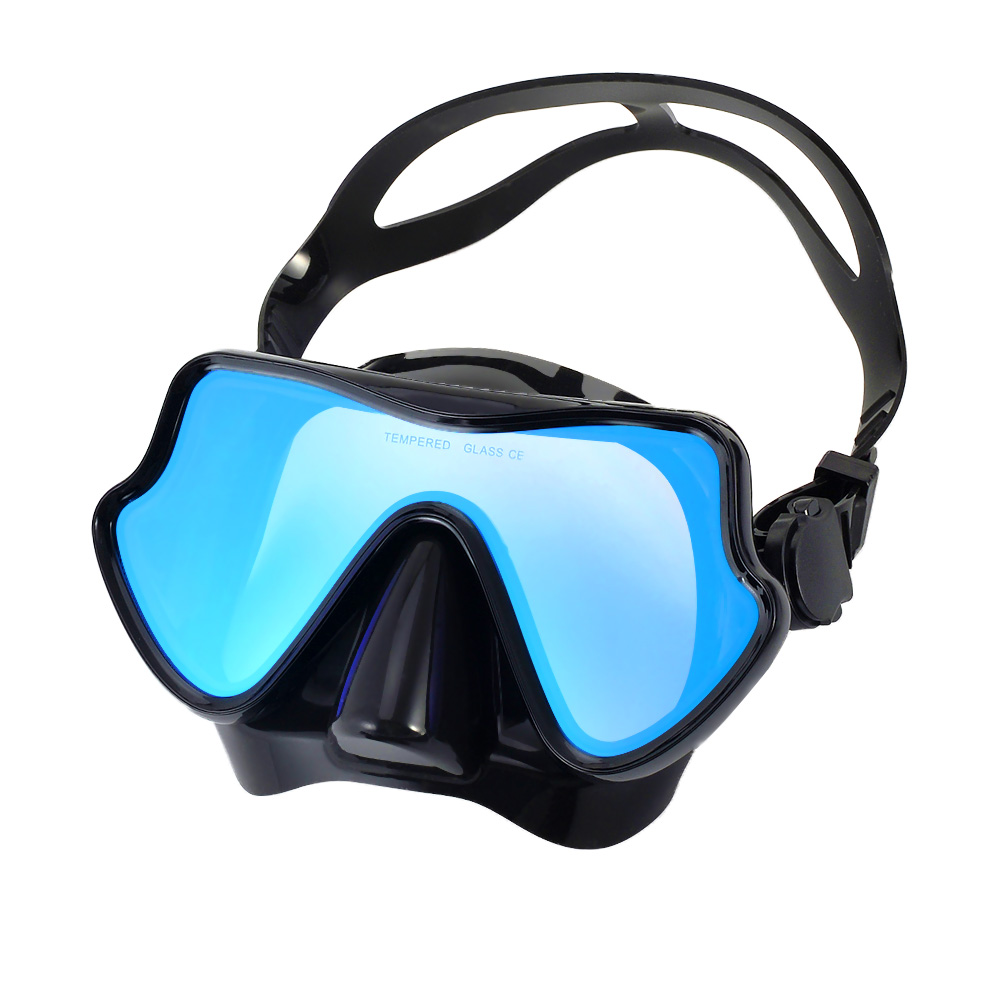 Maschera subacquea per snorkeling Occhialini da nuoto Gonna in silicone Maschera subacquea con lente colorata Vetro temperato Ampia vista per giovani adulti: bianca