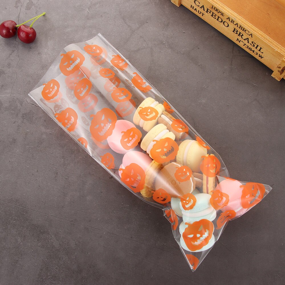 50pcs Halloween Candy Bag Treat Bags Cookie Candy Baking Packaging Pumpkin Bat Witch Halloween Party Decoration Supplies