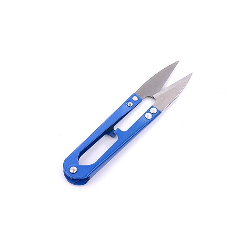 Poratble Metal Mini Tailor Scissor Cross Stitch Yarn Crafts Sewing Home Tool Small U Scissors School Office Household Cutter: Blue U Scissors