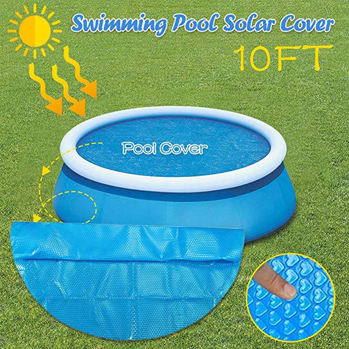 Round Pool Solar Cover 10 ft Easy Set and Frame Pools Dustproof Swimming Pools Solar Heat-retaining Cover: Default Title