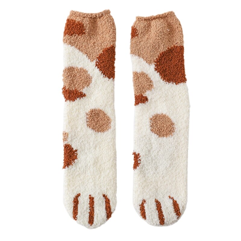 Kvinder vinter tykner fuzzy fluffy hyggelig varm tøfler sokker sød kattepote dyr trykt blødt hjem gulv sovende strømper: -en