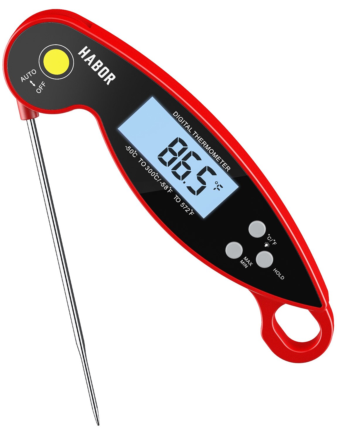 Habor Food Thermometer Digital Kitchen Thermometer Meat Water Milk Cooking Probe BBQ Electronic Oven Waterproof Kitchen Tools: Red