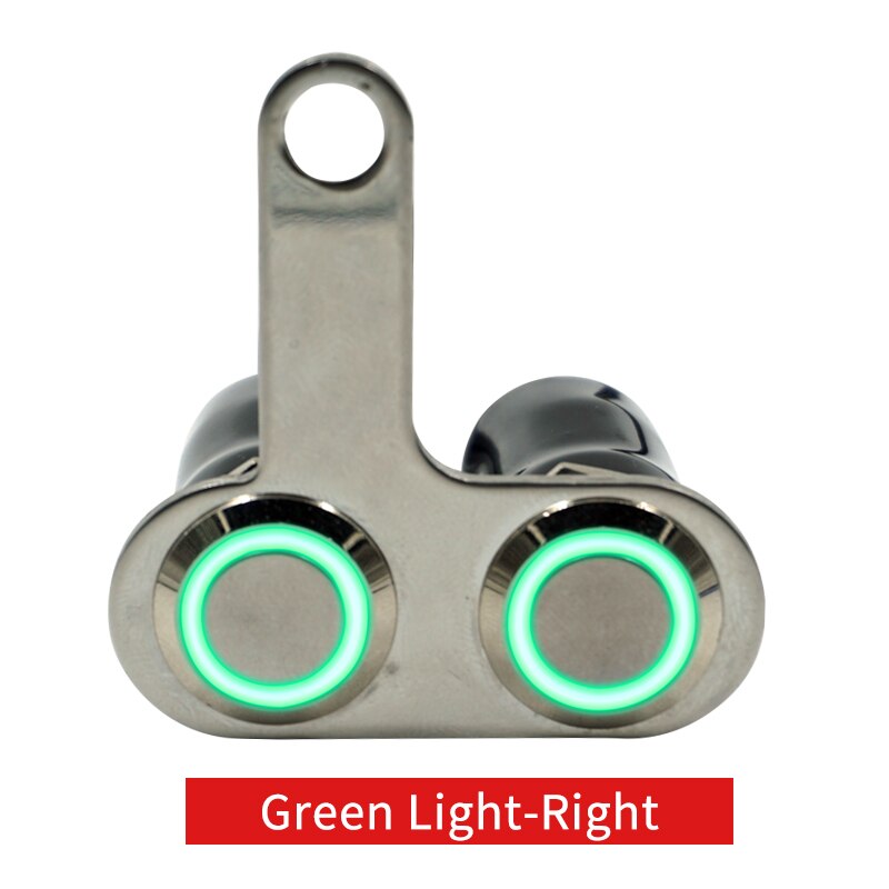 Stainless Steel Motorcycle Switch ON-OFF Handlebar Adjustable Mount Waterproof Switches Button DC12V With LED Light: Green Light(Right)