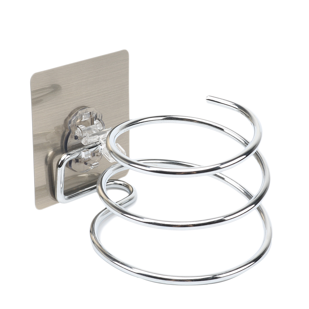 Support Pour Sèche-cheveux Sans Perçage - Acier Inox 304 - Fixation Adhésive Ou Vis - Crochet Câble - 4