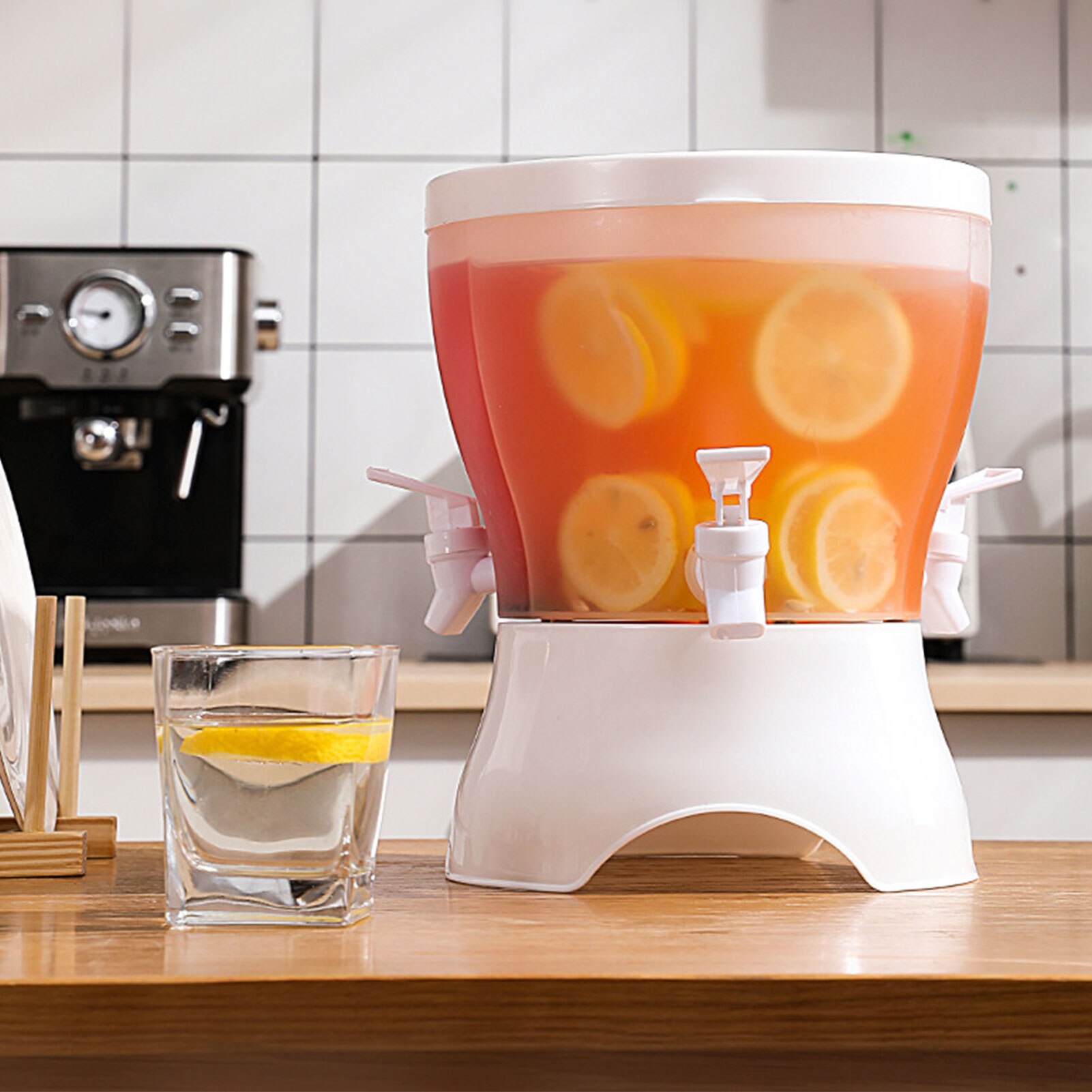 Cold Kettle With Tap For Fridge Large Capacity Rotating Beverage Dispenser With Three-Grid Milk Juice Water Dispensers For