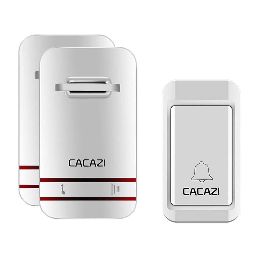Cacazi älykäs langaton ovikello itsetoiminen ei akkua vesitiivis painike us eu uk pistoke vastaanottimet kotiin soittokello 38 kelloa: 1 painike 2 vastaanotin / Meille