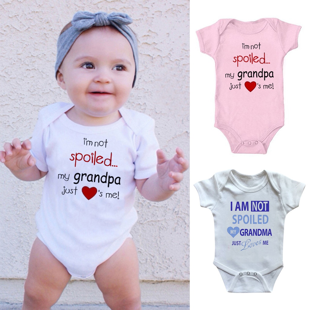 Ik Ben Niet Verwend Mijn Opa & Oma Gewoon Loves Me Grappige Baby Jongens Meisjes Bodysuit Unisex Witte Rompertjes Outfits