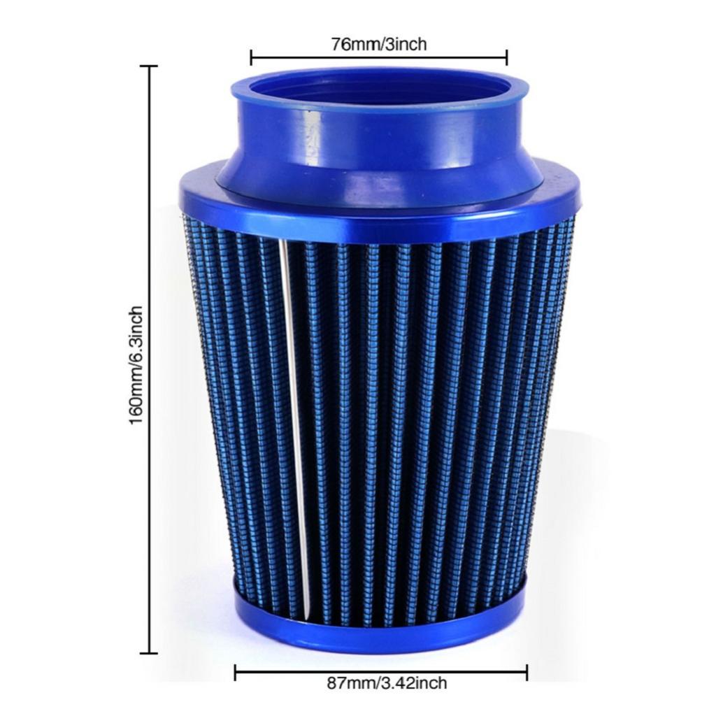 Blauw 3 ''Auto Cold Air Intake Filter Cleaner Directe Vervanging