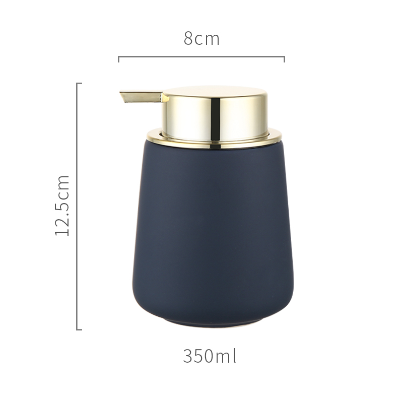 Simple Ceramic Hand Sanitizer Shampoo Bottle 350ml Portable Soap Dispenser 400ml Mouth Cup Golden Squeeze Cover Bath Supplies: Deep Blue-Golden
