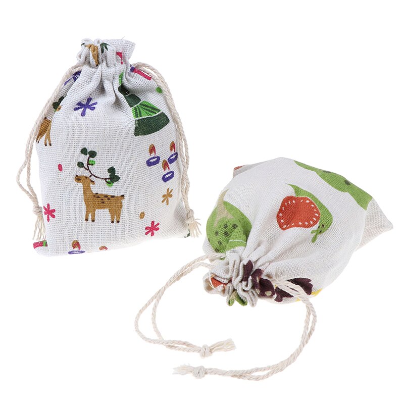 5 Stks/partij Mini Jute Trekkoord Jute Zakken Party Christmas Sieraden Zakjes Verpakking Zak Trekkoord Tassen Bags