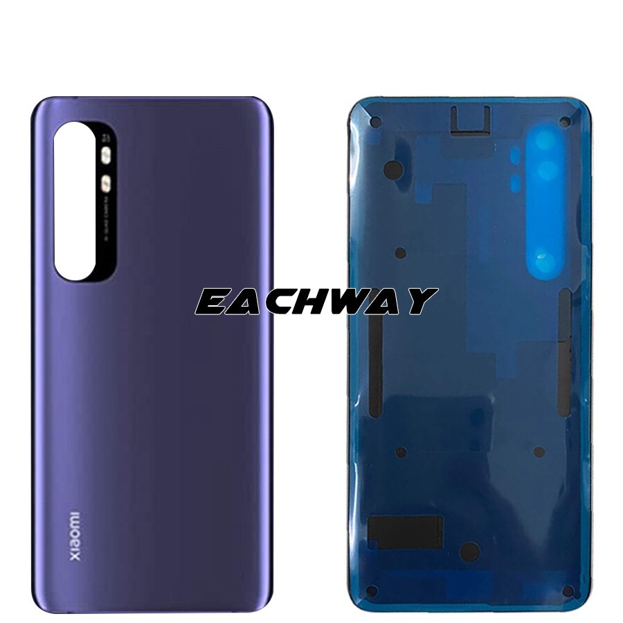 Zwart Nieuw Voor Xiaomi Mi Note 10 Lite Back Battery Cover Achter Glas Behuizing Deur Case Voor Xiaomi Note10 Lite terug Glas Panel: Purple No Lens