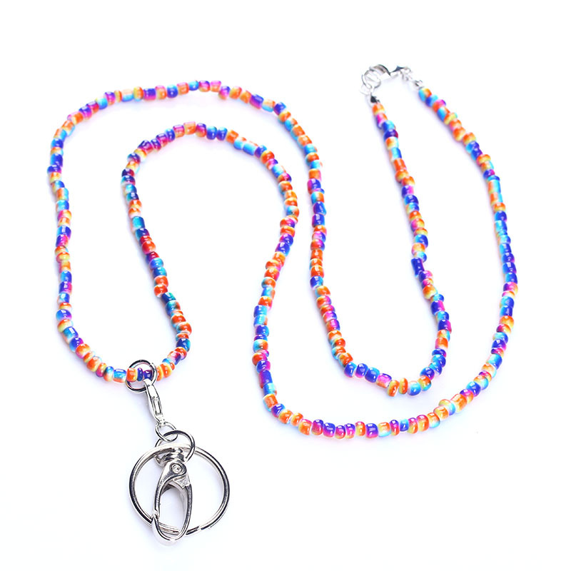 Beads Lanyards Badge Lanyards with ID Holder Keychain Holder Necklace Lanyards for Women Girl: Red