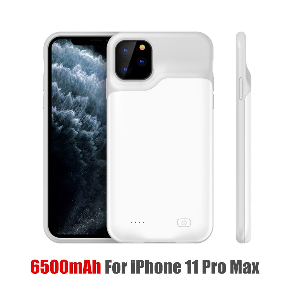 Amstar Batterij Charger Cases Voor Iphone 11 Pro Max Powerbank Case Externe Batterij Opladen Pack Backup Case Voor Iphone 11 pro: C38 White 11 Pro Max