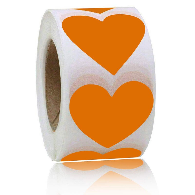 500pcs Splatter Target Label Stickers Orange Heart Shaped Stickers Valentine's Day Crafting Scrapbooking 2 Inch Adhesive Label