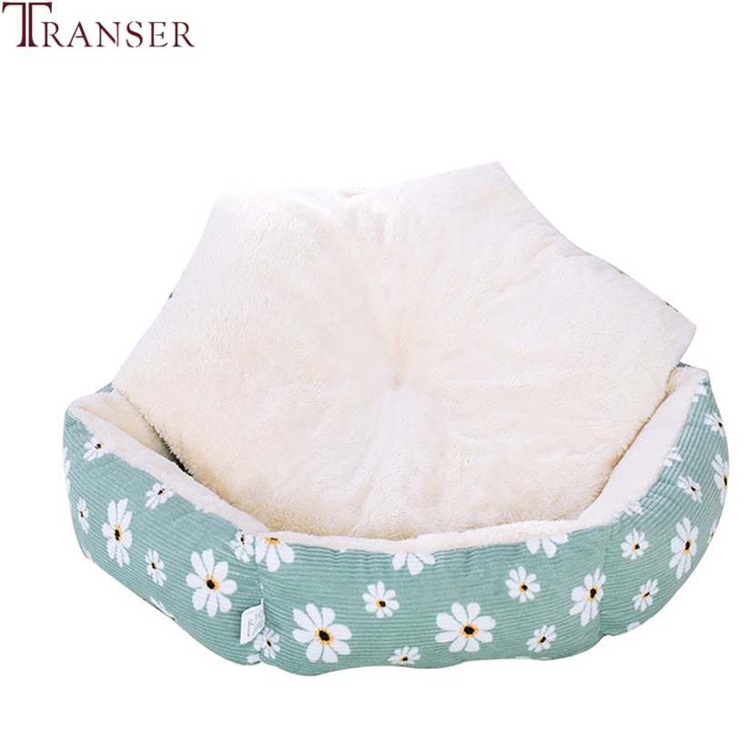 Transer Daisy Print Fleece Warm Hund Betten Pet Hund Schlafen Bett Matten Welpen Kissen Zwinger Hund Haus für Kleine Medium hunde 9905