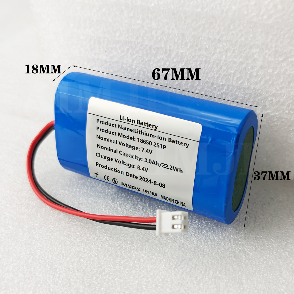 2s1p 7.4V 3000mah 18650 Rechargeable Battery for Amplifier Power toy Accessories LED Lights Security Equipment