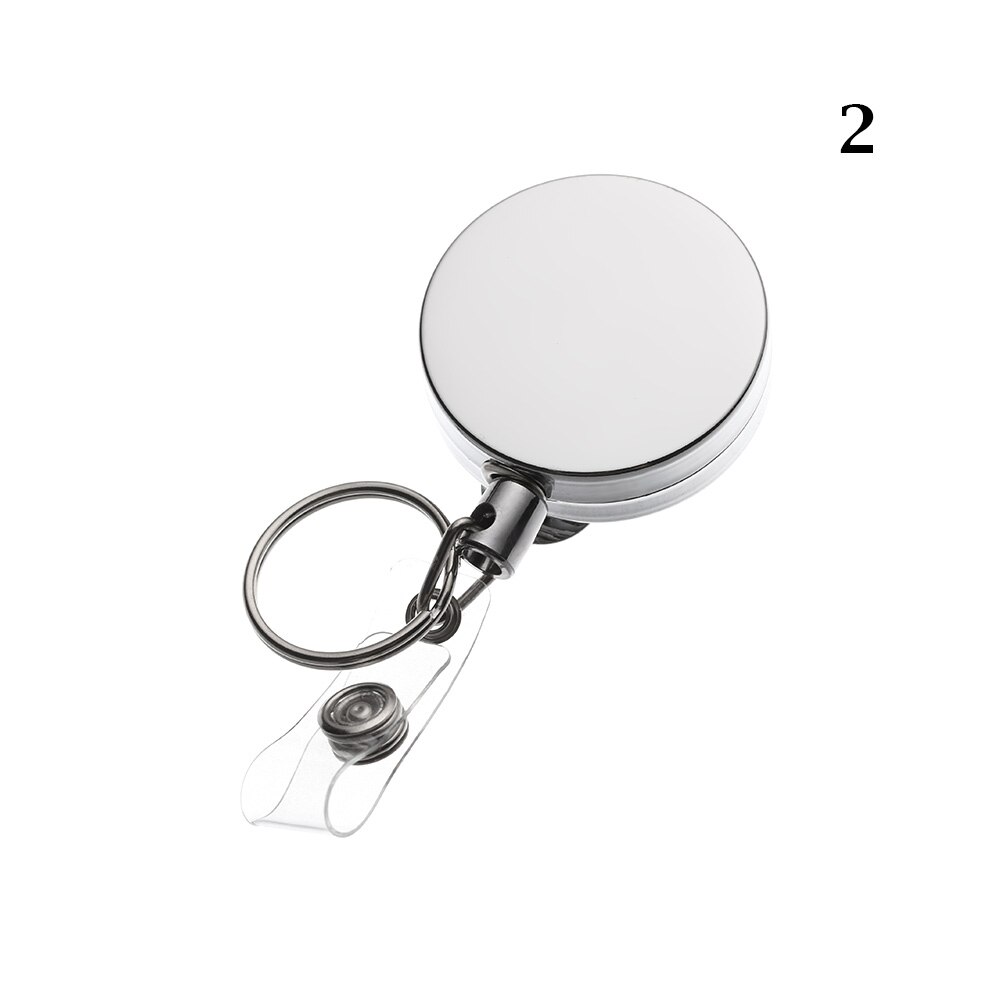 1 PC Name Card Badge Reel Metal Retractable ID Lanyards Anti-Lost Clip Door Pass Holder Work Card Keychain Office Supplies: large