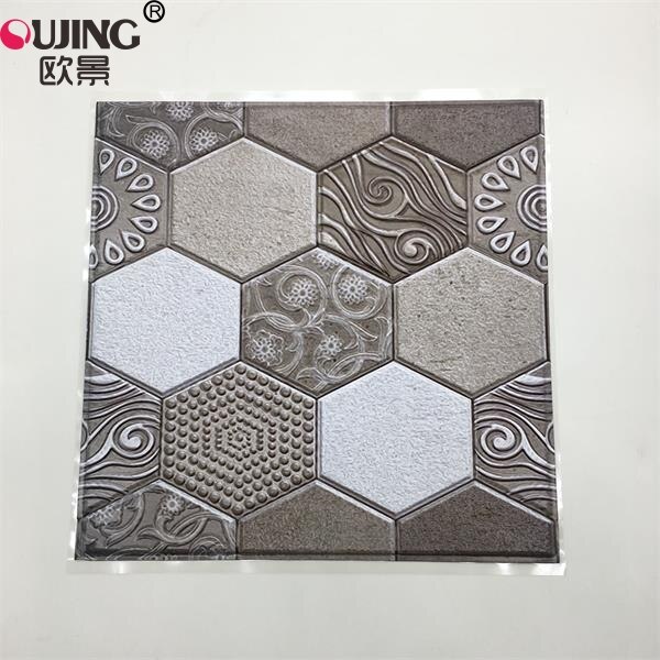 Carreaux muraux autocollants muraux 3D hexagonaux, 30x30cm x 1 pièce, Stickers muraux en PVC, pour cuisine, salle de bains, ligne artistique, décoration pour la maison: Design   4