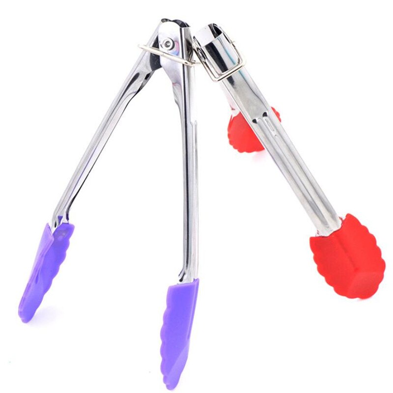 Pinzas para comida de cocina, pinzas para barbacoa, ensalada, parrilla, pinza de silicona para comida, pinza para pan, Clip para pastel de 7 pulgadas