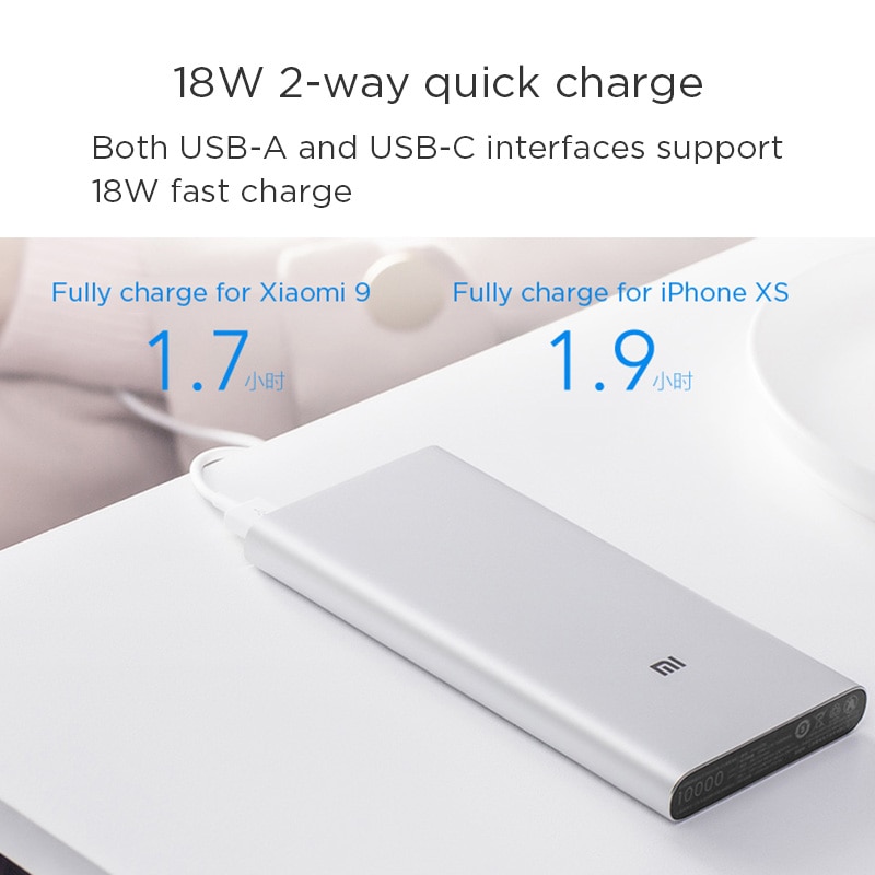 Xiaomi Power Bank 3 10000mAh PLM12ZM USB Type C QC3.0 Fast Charging Mi Powerbank 10000 Portable Charger Poverbank