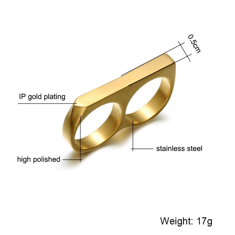 Twee Vinger Ringen Man Metal Hard Ring Voor Party 2 Vingers Ring Rebelse Ring Opstand Persoonlijkheid Sieraden Fzl Non-overeenstemming Jongen