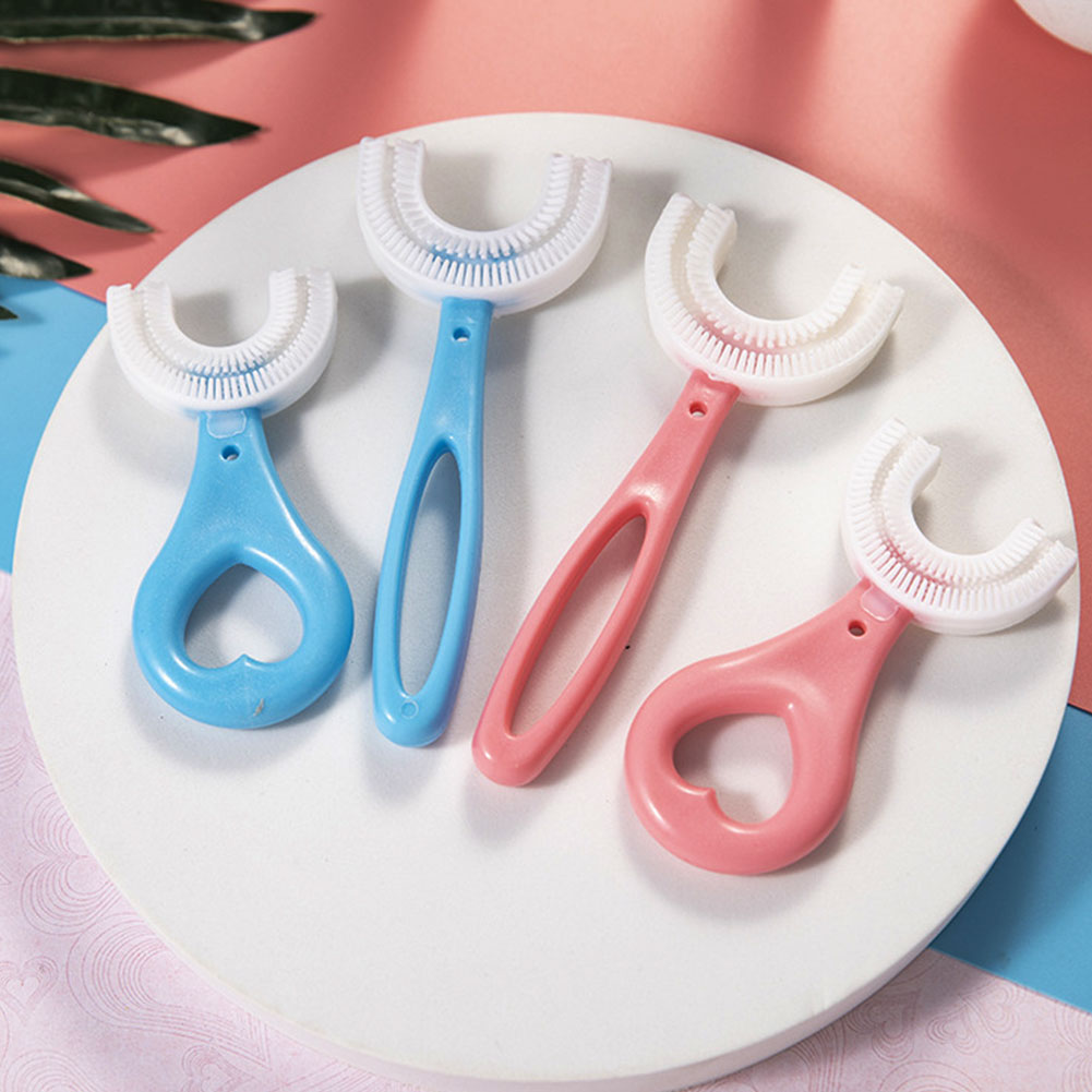 Kids Tandenborstel U-Vorm Zuigeling Tandenborstel Met Handvat Siliconen Oral Care Borstel Voor Peuters Leeftijden 2-12