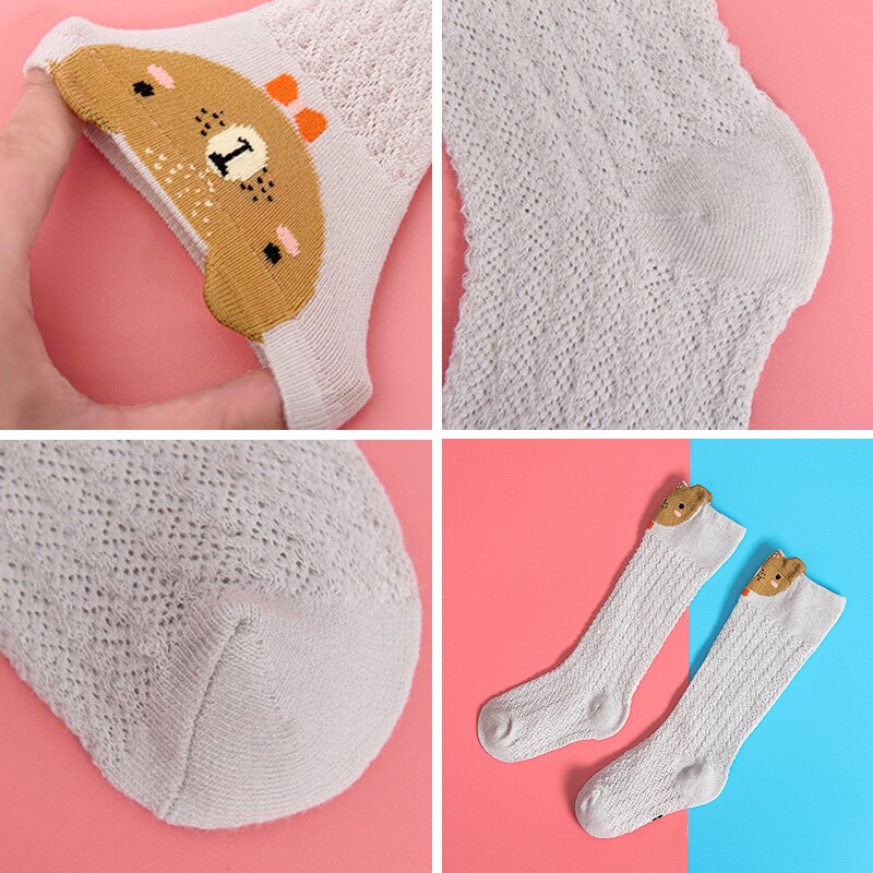 Dessin animé mignon bébé chaussettes renard ours lapin animaux infantile coton longues chaussettes été maille enfant en bas âge garçons filles genou chaussettes hautes