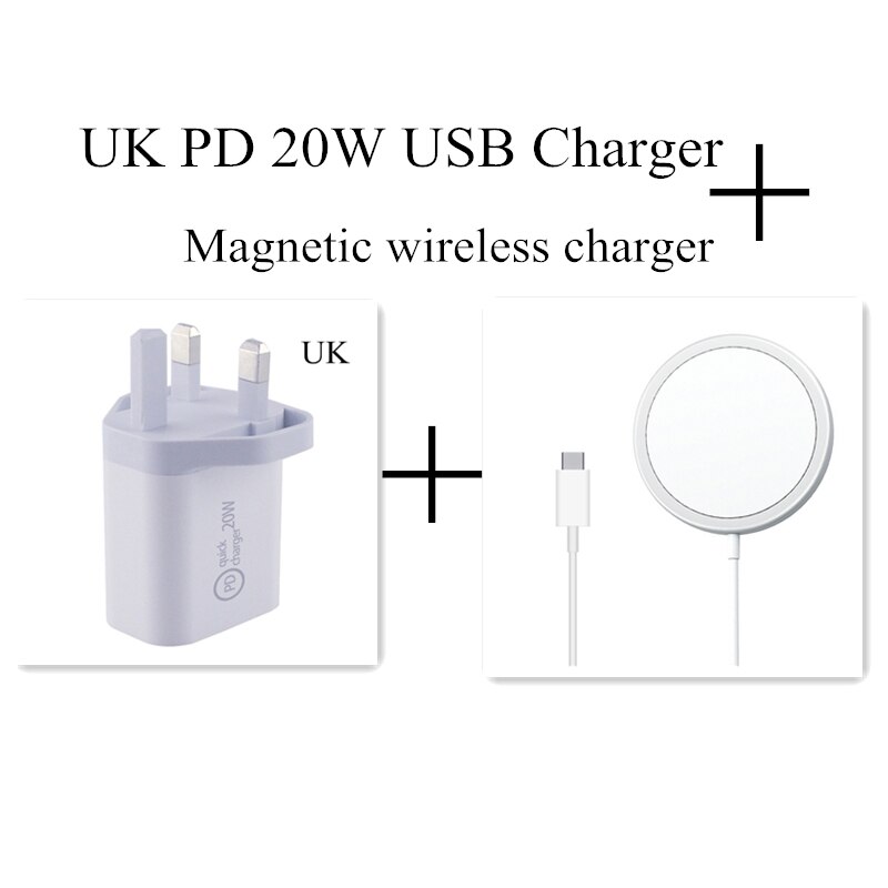15W Magnetische Draadloze Oplader Voor Telefoon 12 Max Pro Snel Opladen Pad Quick Draadloze Oplader Dock Magsafing Telefoon Oplader: UK 20W charger white